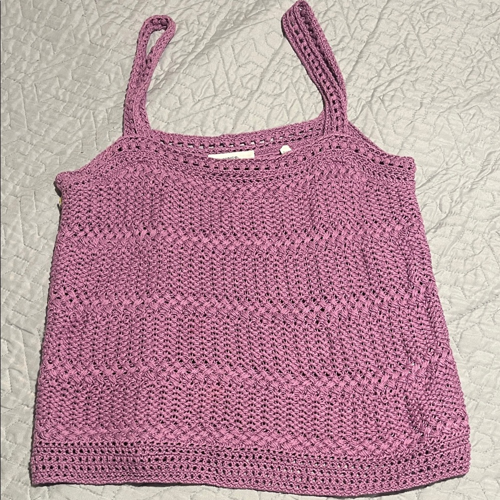 Vince Pink Crochet Camisole Top